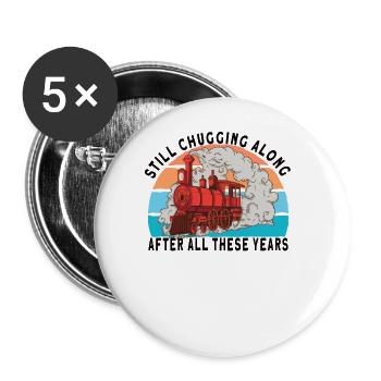 Train Railroad Locomotive Model Railway Fans - Buttons large 2.2''/56 mm (5-pack) - white - Front