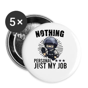 Police Policier Bureau de police - Lot de 5 grands badges (56 mm) - blanc - Devant