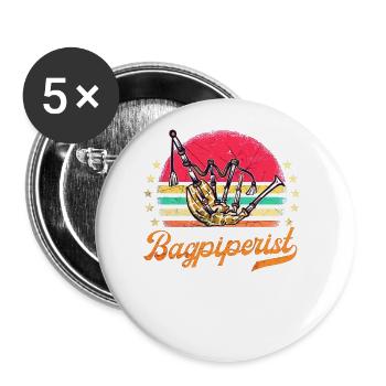 Cornemuse Kilt Écossais Beat Cornemuse - Lot de 5 grands badges (56 mm) - blanc - Devant