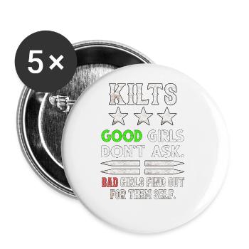 Cornemuse Kilt Écossais Beat Cornemuse - Lot de 5 grands badges (56 mm) - blanc - Devant