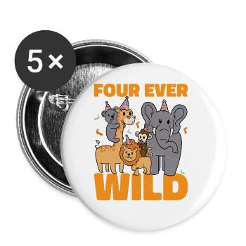Four Ever Wild 43 - Buttons groß 56 mm (5er Pack) - Weiß - Vorne