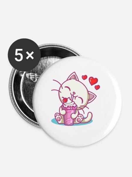 Milchshake Milchdrink Milch Geschenk - Buttons groß 56 mm (5er Pack) - Weiß