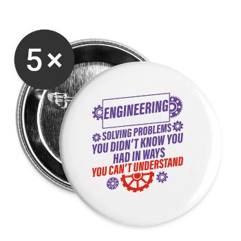 Ingénierie, résolution de problèmes que vous ne connaissiez pas 2 - Lot de 5 grands badges (56 mm) - blanc - Devant
