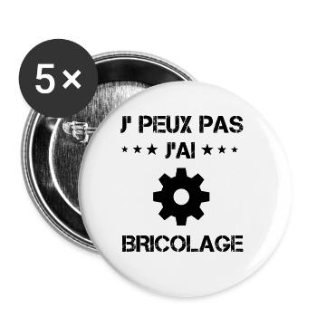 j'peux pas j'ai bricolage outil cadeau bricoleur - Lot de 5 grands badges (56 mm) - blanc - Devant