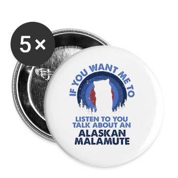 Sprechen Sie Über Hunde Alaskan Malamute - Buttons groß 56 mm (5er Pack) - Weiß - Vorne