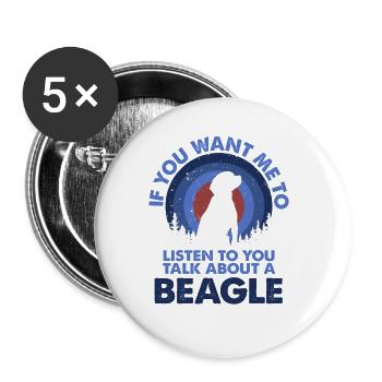 Sprechen Sie Über Hund Beagle - Buttons groß 56 mm (5er Pack) - Weiß - Vorne