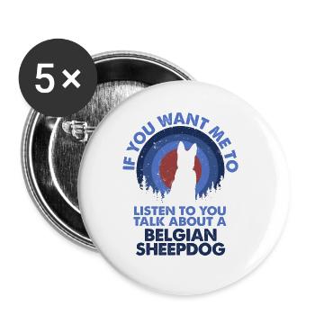 Parlez de chiens Berger belge - Lot de 5 grands badges (56 mm) - blanc - Devant