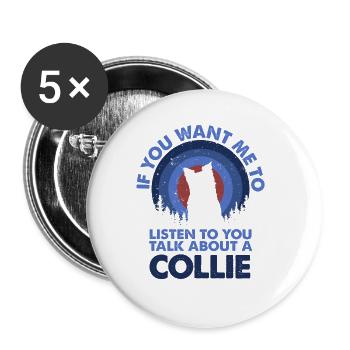 Sprechen Sie Über Hundecollie - Buttons groß 56 mm (5er Pack) - Weiß - Vorne