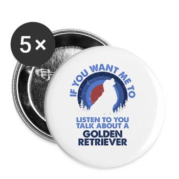 Talk about dog Golden Retriever - Buttons large 2.2''/56 mm (5-pack) - white - Front
