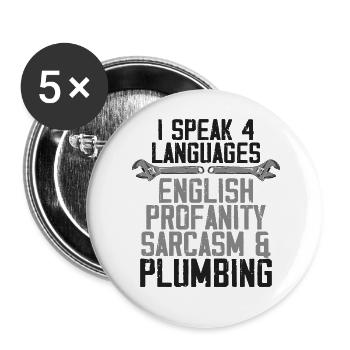 Plumbing Plumber Vintage I Speak 4 - Buttons large 2.2''/56 mm (5-pack) - white - Front