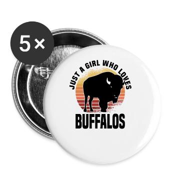 Buffalo Bison Ox Indian American - Buttons large 2.2''/56 mm (5-pack) - white - Front