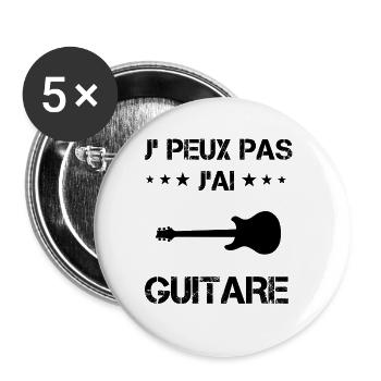 j'peux pas j'ai guitare électrique cadeau - Lot de 5 grands badges (56 mm) - blanc - Devant