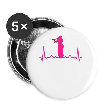 Flûtiste Joueur de flûte - Lot de 5 grands badges (56 mm) - blanc - Devant
