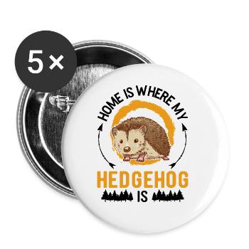Home is where my hedgehog is - Buttons large 2.2''/56 mm (5-pack) - white - Front