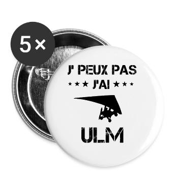 j'peux pas j'ai ulm cadeau pilote - Lot de 5 grands badges (56 mm) - blanc - Devant