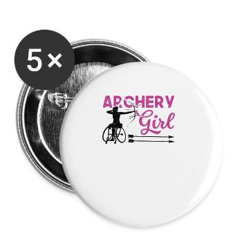 Bogenschießen-mädchen-paralympisches - Buttons groß 56 mm (5er Pack) - Weiß - Vorne