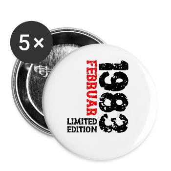 1983 Februar Limited Edition Geburtstag Mann Frau - Buttons groß 56 mm (5er Pack) - Weiß - Vorne