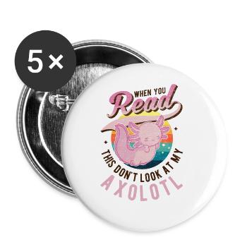 Axolotl Queue Cadeau Amphibien Axolotl - Lot de 5 grands badges (56 mm) - blanc - Devant