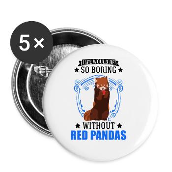 Red Panda Gift Cat Bear Red Panda - Buttons large 2.2''/56 mm (5-pack) - white - Front