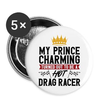 Drag Racing Race Car Girlfriend - Buttons groß 56 mm (5er Pack) - Weiß - Vorne