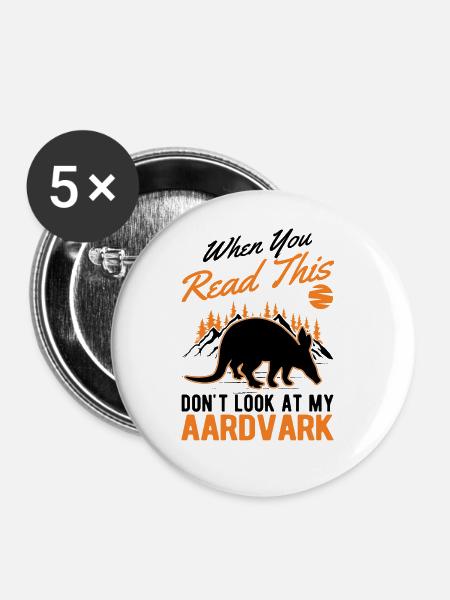 Erdferkel Geschenk Aardvark - Buttons groß 56 mm (5er Pack) - Weiß