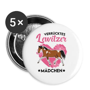 Verrücktes Lewitzer Mädchen - Buttons groß 56 mm (5er Pack) - Weiß - Vorne