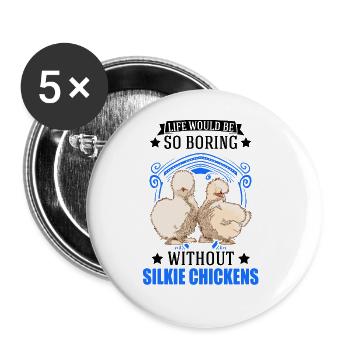 Silk Chicken Gift Silkie Chicken Silkie Chicken - Buttons large 2.2''/56 mm (5-pack) - white - Front
