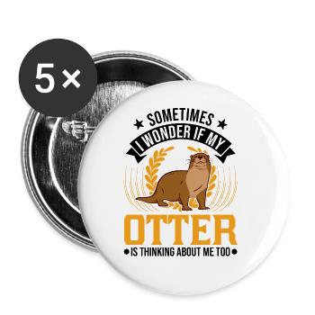 Loutre Cadeau Loutre Loutre Loutre Loutre de mer - Lot de 5 grands badges (56 mm) - blanc - Devant
