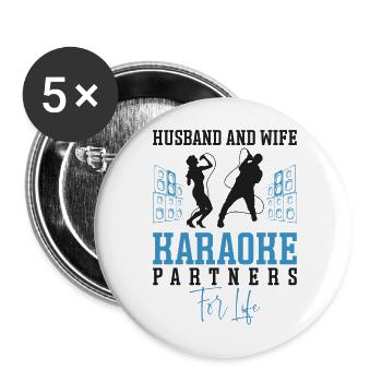 Karaoke Singer Husband Wife - Buttons groß 56 mm (5er Pack) - Weiß - Vorne