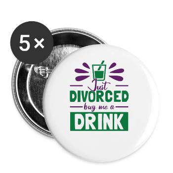 Just Divorced - Buttons large 2.2''/56 mm (5-pack) - white - Front