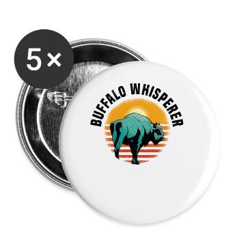 Buffalo Bison Ox Indian American - Buttons large 2.2''/56 mm (5-pack) - white - Front