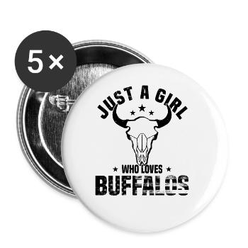 Buffalo Bison Ox Indian American - Buttons large 2.2''/56 mm (5-pack) - white - Front