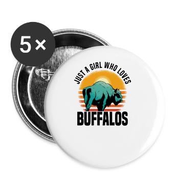 Buffalo Bison Ox Indian American - Buttons large 2.2''/56 mm (5-pack) - white - Front