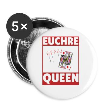 Euchre Queen - Euchre Spielerkartenspiel Euchre - Buttons groß 56 mm (5er Pack) - Weiß - Vorne