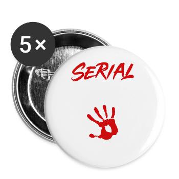 True Crime Serial Chiller, Halloween Murderino - Buttons groß 56 mm (5er Pack) - Weiß - Vorne
