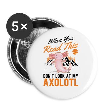 Axolotl Queue Cadeau Amphibien Axolotl - Lot de 5 grands badges (56 mm) - blanc - Devant