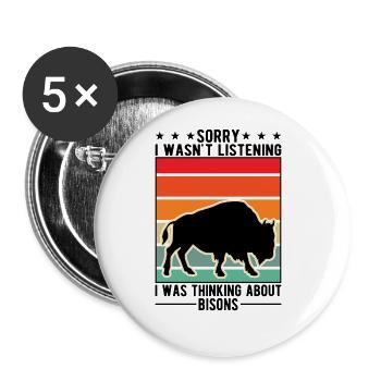 Buffalo Gift Bison Buffallo Water Buffalo - Buttons large 2.2''/56 mm (5-pack) - white - Front
