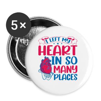 I Left My Heart In So Many Places 2 - Buttons groß 56 mm (5er Pack) - Weiß - Vorne