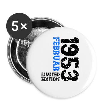 1953 Februar Limited Edition Geburtstag Mann Frau - Buttons groß 56 mm (5er Pack) - Weiß - Vorne