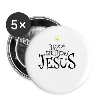 Alles Gute zum Geburtstag Jesus Weihnachten Happy - Buttons groß 56 mm (5er Pack) - Weiß - Vorne