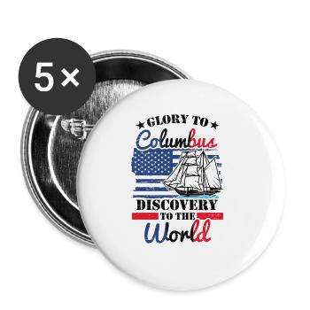 Ehre Sei Kolumbus 1942 Amerikanisches Italienisch - Buttons groß 56 mm (5er Pack) - Weiß - Vorne