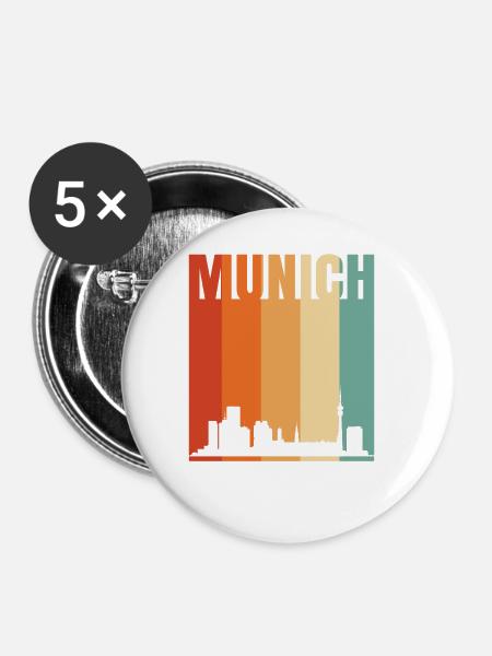 Munich Skyline - Buttons groß 56 mm (5er Pack) - Weiß
