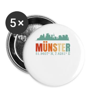 Münster Skyline - Buttons large 2.2''/56 mm (5-pack) - white - Front