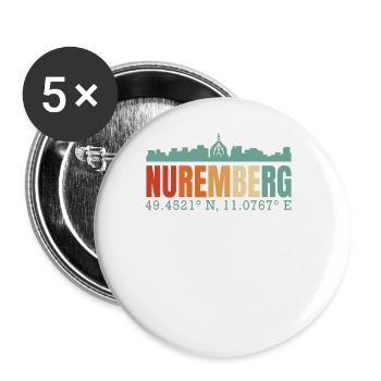 Nürnberg Skyline - Buttons groß 56 mm (5er Pack) - Weiß - Vorne