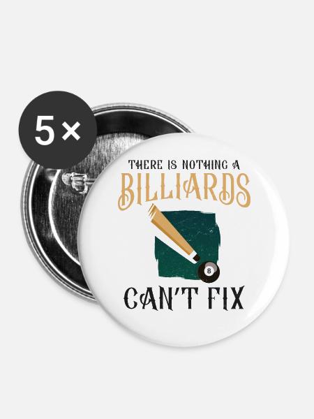 Billiards Pool Player Ball There - Buttons groß 56 mm (5er Pack) - Weiß