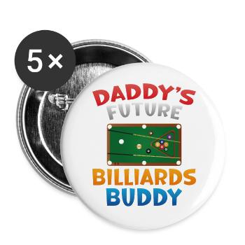 Billiards Pool Player Ball Dad Son - Buttons groß 56 mm (5er Pack) - Weiß - Vorne