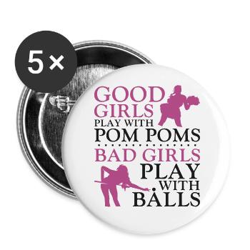 Billiards Pool Player Ball Girl - Buttons large 2.2''/56 mm (5-pack) - white - Front