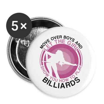 Billiards Pool Player Ball Girl - Buttons large 2.2''/56 mm (5-pack) - white - Front