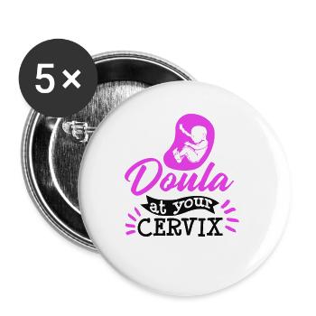 Doula with her Cervix midwife - Buttons large 2.2''/56 mm (5-pack) - white - Front