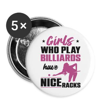 Billiards Pool Player Ball Girl - Buttons large 2.2''/56 mm (5-pack) - white - Front